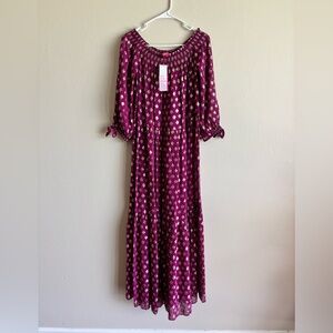Lilly Pulitzer Dayla Maxi Coverup Dress Size Medium Purple Gold Amarena Cherry